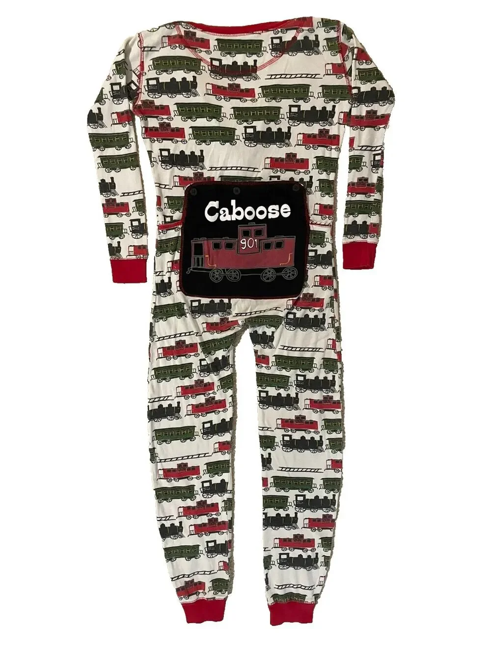 Lazy One Caboose Train Flapjack Union Suit Boys 12 Cotton One Piece Pajama PJs
